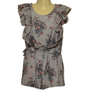 Truly Me by Sara Sara Floral Romper Ruffle Sleeve Girls Size M